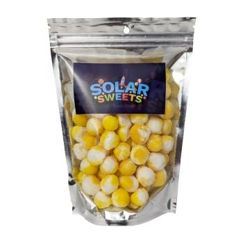 Freeze dried lemonheads packaged by Solar Sweets.