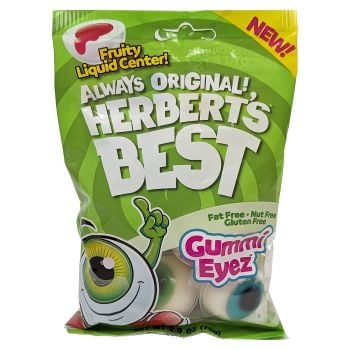Herbert's Best Gummi Eyez featuring gummi eyeballs with a fruity liquid center.
