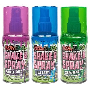 Howlers Shake & Spray in Purple Razz, Blue Razz and Green Razz flavors.