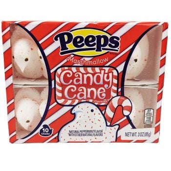 Candy Cane Marshmallow Peeps with a peppermint flavor.