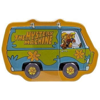 Scooby-Doo: The Mystery Machine candy tin with sour green apple flavored van candies.