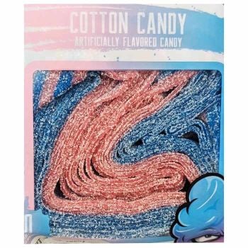 Close up of Cotton Candy Sour Strips in package.
