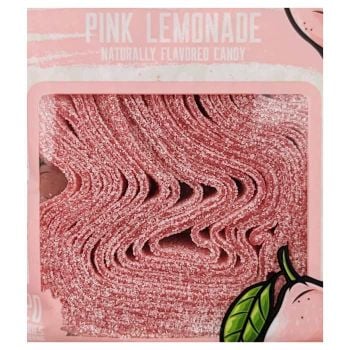 Close up of Pink Lemonade Sour Strips in package.