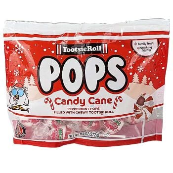 Candy Cane Tootsie Pops. Peppermint flavor.