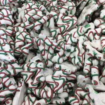 Yogurt Christmas Tree Pretzels With Stripes